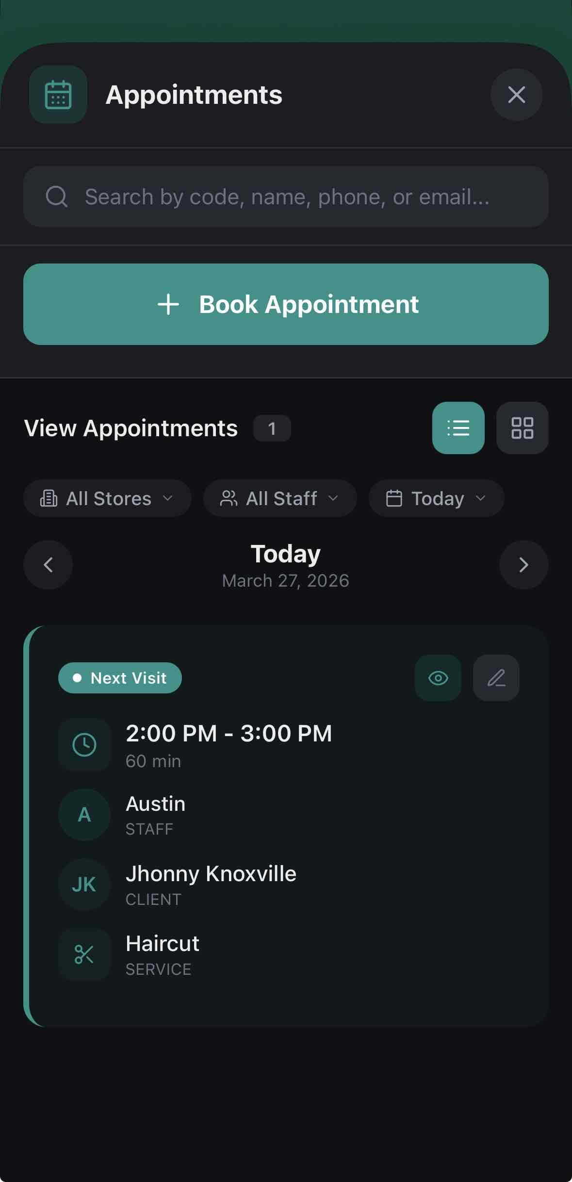 Appointments Screen