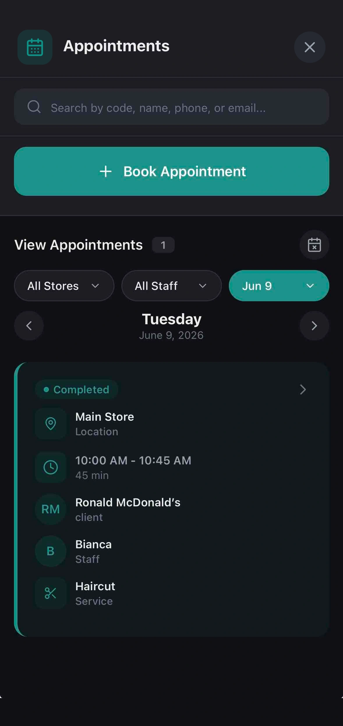 Appointments Screen