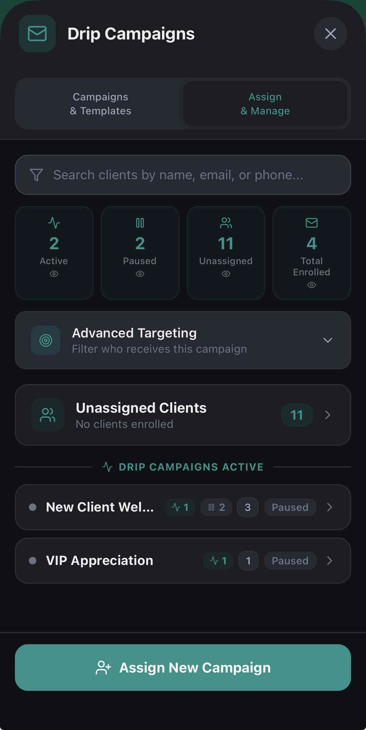 Drip Campaigns — Assign & Manage