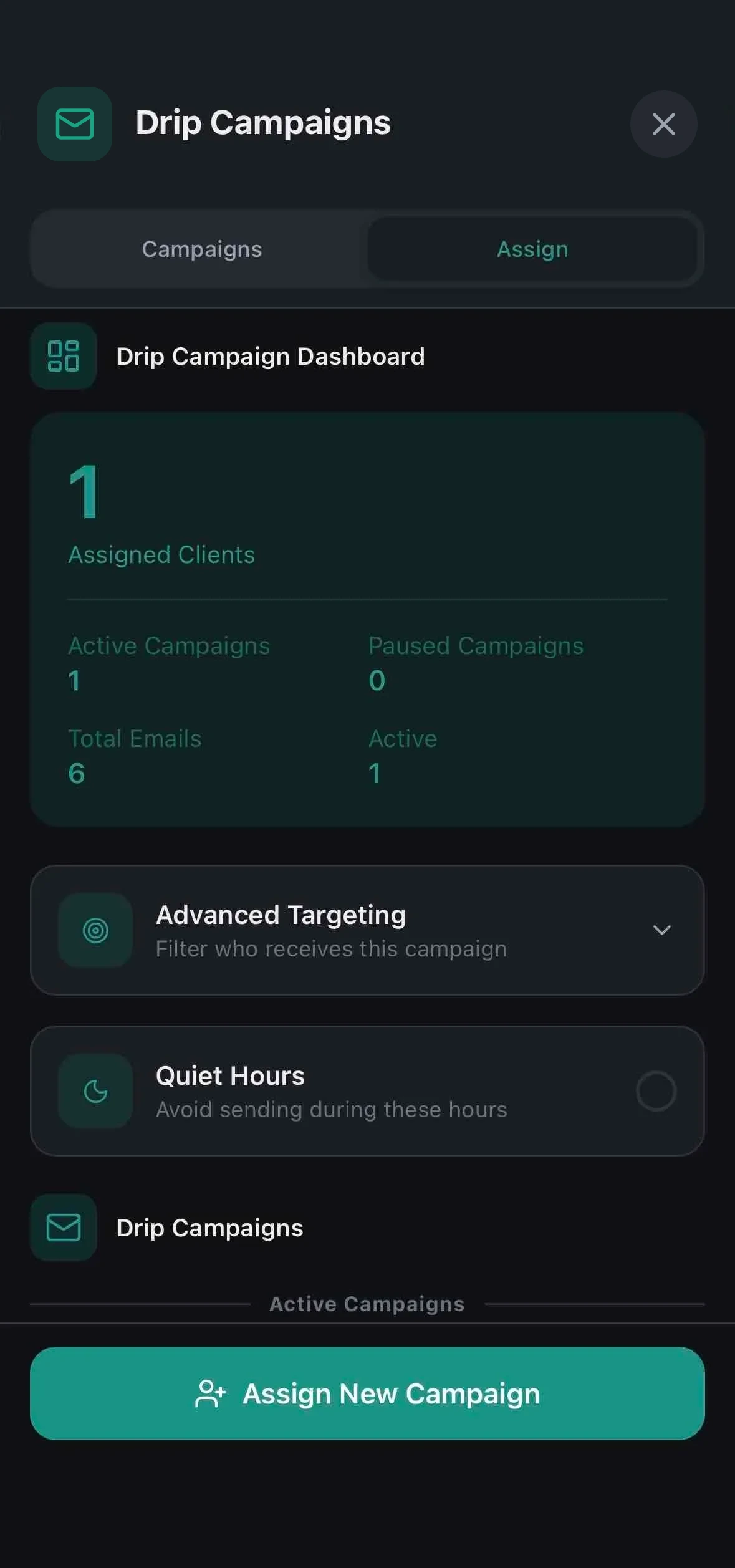 Drip Campaigns — Assign & Manage