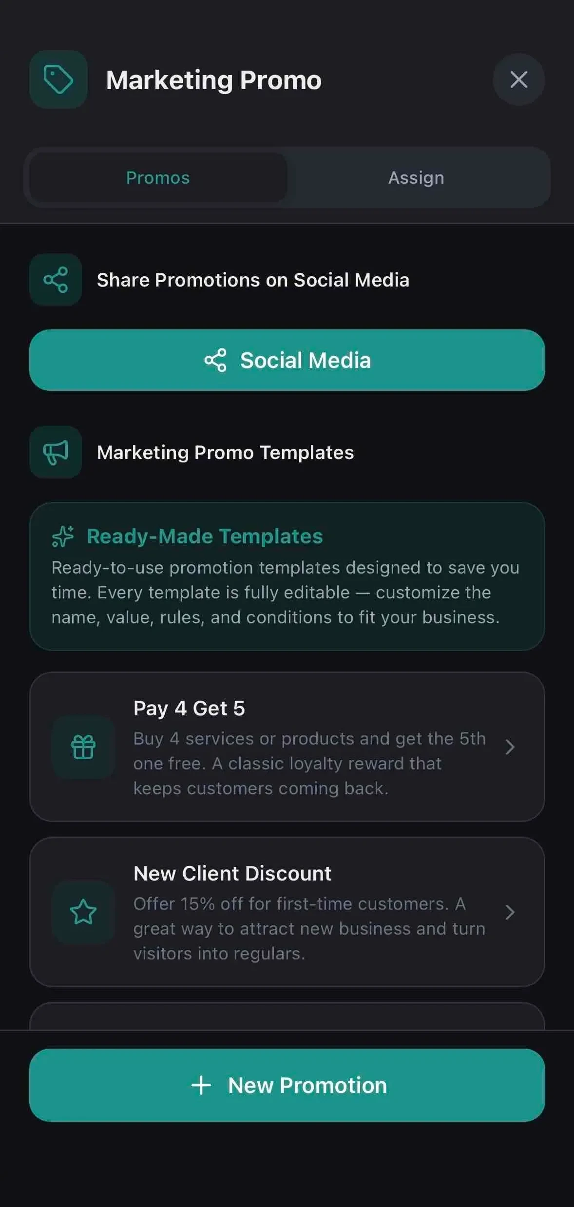 Marketing Promo Screen